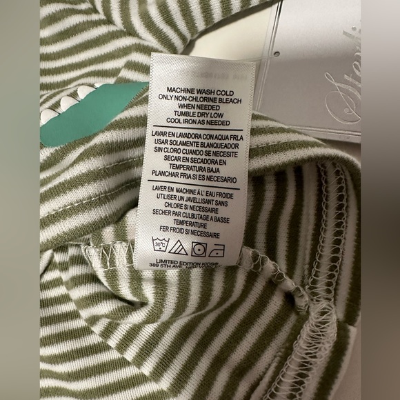 NWT Sterling Baby 2pc set 6 month Green Stripe Long Sleeve Top Fuzzy Pants - Picture 5 of 9